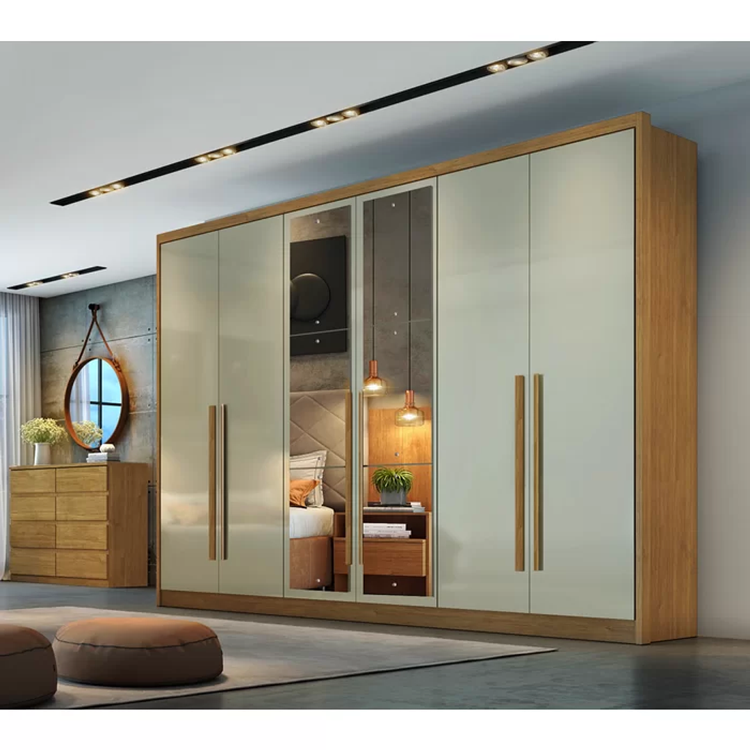 Guarda Roupa 6 Portas 6 Gavetas com Espelho Reno Cumaru Fendi 2