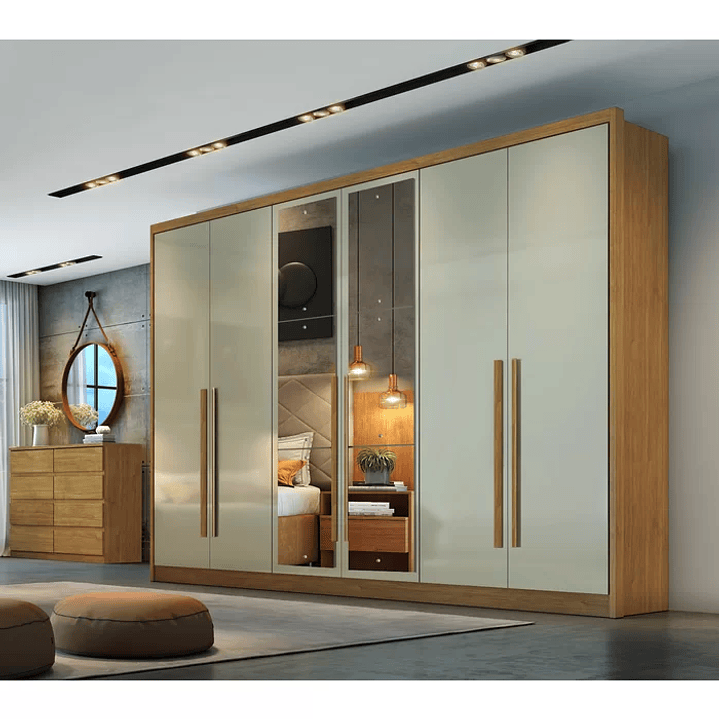 Guarda Roupa 6 Portas 6 Gavetas com Espelho Reno Cumaru Fendi 2