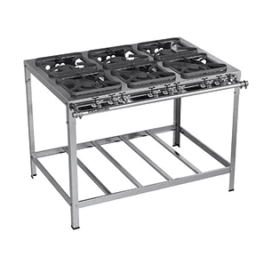 Fogão Industrial 6 Bocas 30x30 Inox Top Metalmaq