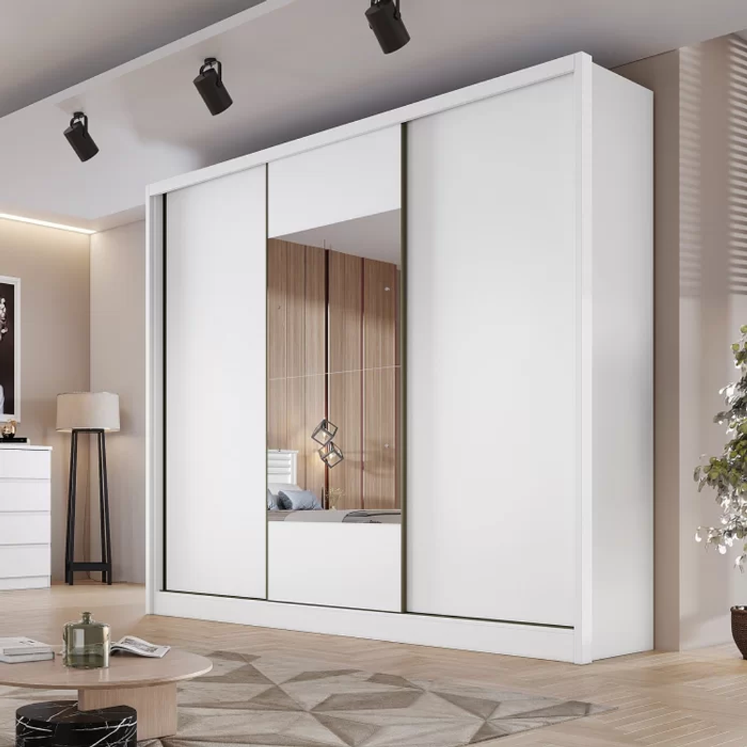 Guarda Roupa Casal com Espelho 3 Portas 6 Gavetas Montreal Cumaru Fendi 1