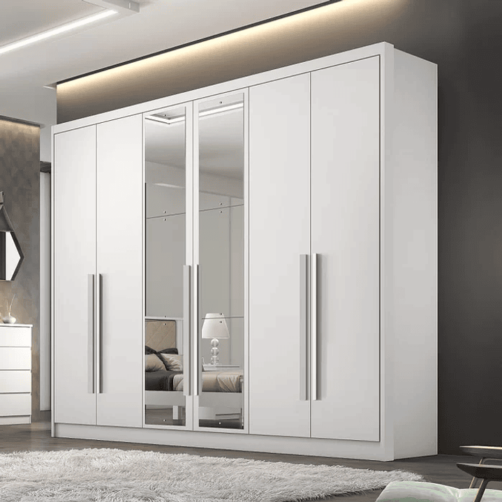 Guarda Roupa 6 Portas 6 Gavetas com Espelho Reno Cumaru Fendi 3