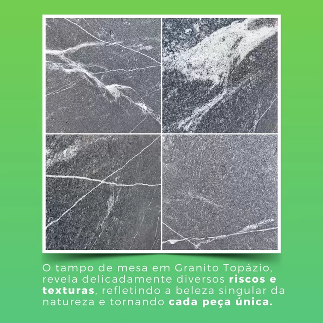 Conjunto Mesa com 4 Cadeiras Tampo de Granito Preto Floral/Martelado Prata 11