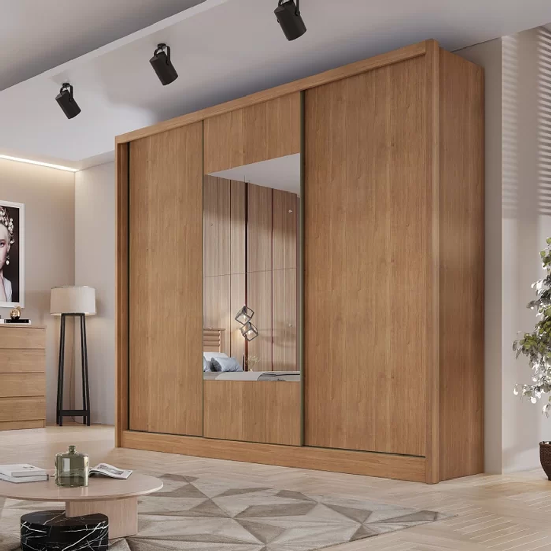 Guarda Roupa Casal com Espelho 3 Portas 6 Gavetas Montreal Cumaru Fendi 3