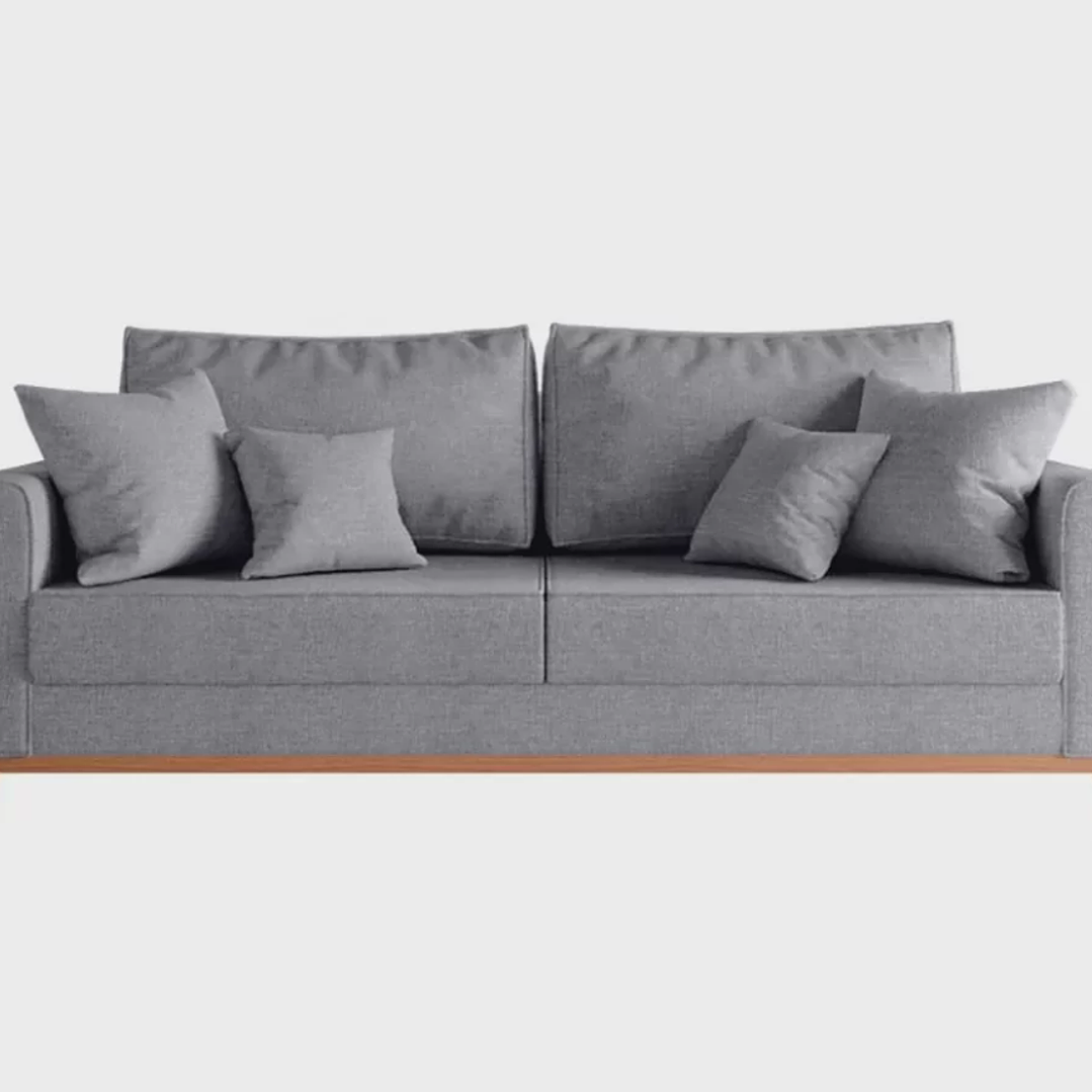 Sofá Beny 3 Lugares com Base de Madeira Linho 1