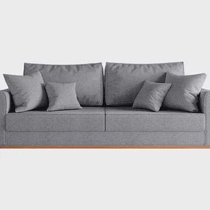 Sofá Beny 3 Lugares com Base de Madeira Linho