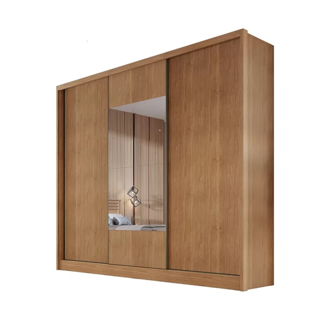Guarda Roupa Casal com Espelho 3 Portas 6 Gavetas Montreal Cumaru Fendi 5