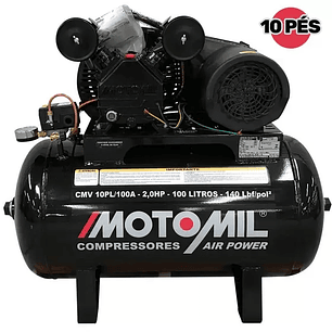 Compressor de Ar 10 Pés 2,0 HP 100 Litros 2 Pistões CMV-10PL100A 