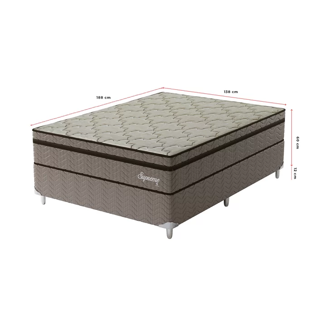 Cama Box Casal Supreme 1,38X1,88X0,60 Molas Ensacadas Tecido poliéster Dourado, Jacquard Tipo Malha Dourado 3