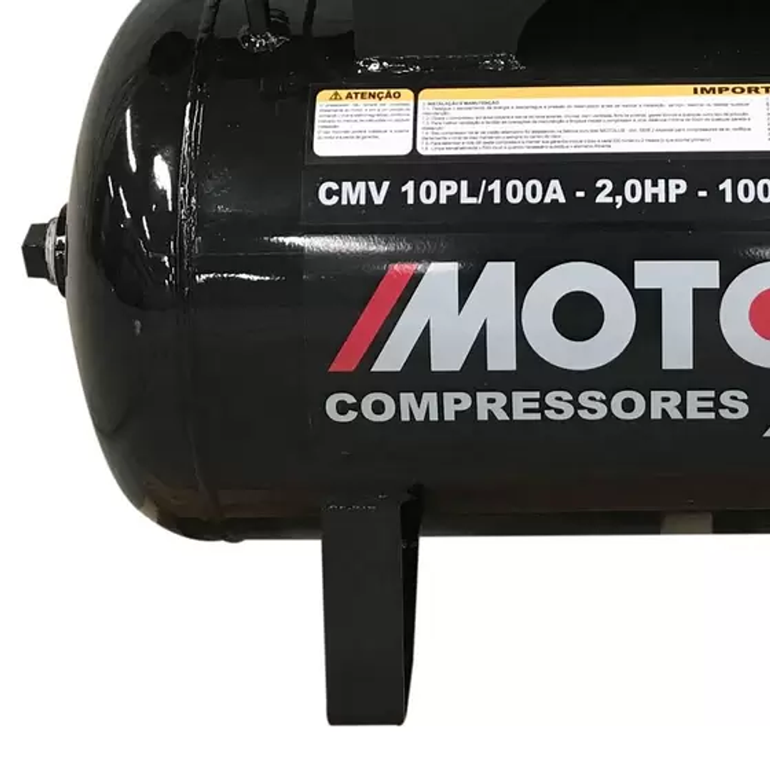 Compressor de Ar 10 Pés 2,0 HP 100 Litros 2 Pistões CMV-10PL100A  2