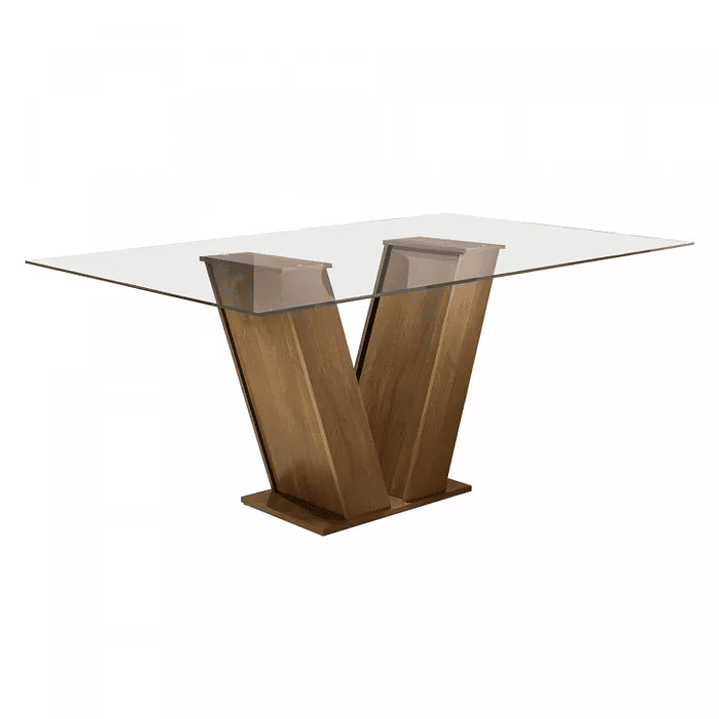 Conjunto Sala de Jantar Mesa Classic Tampo de Vidro 6 Cadeiras Vitória Chocolate/Animale Marrom 5