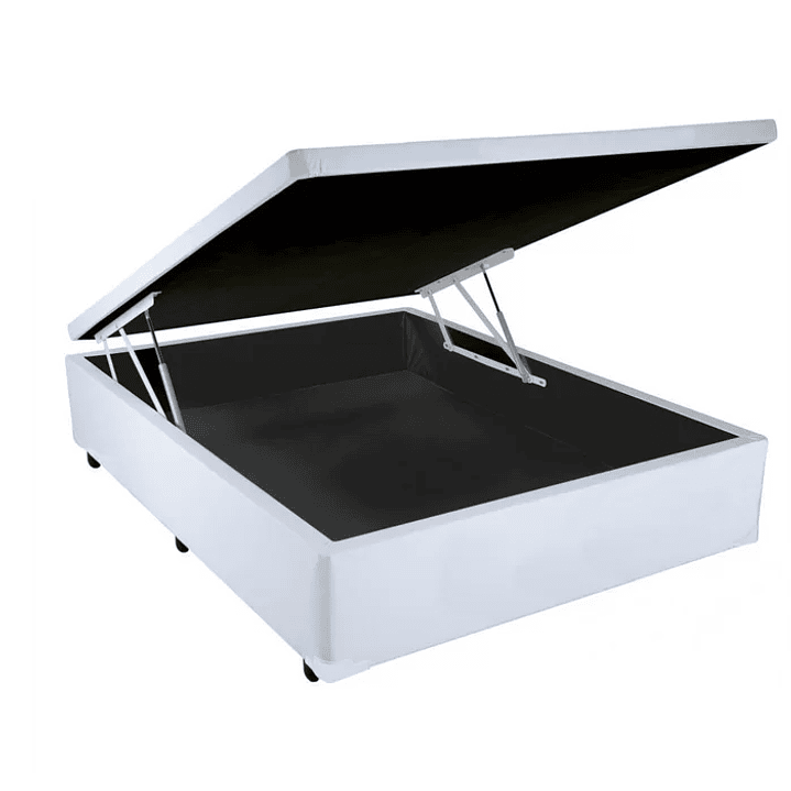 Cama Box Casal com Baú Branca + Colchão Molas Bonnel 2