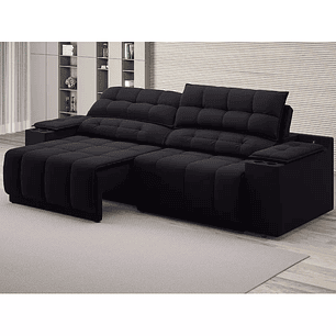  Sofá com Porta Copos Carregador USB Ret Rec Samurai 2,30m Velosuede 