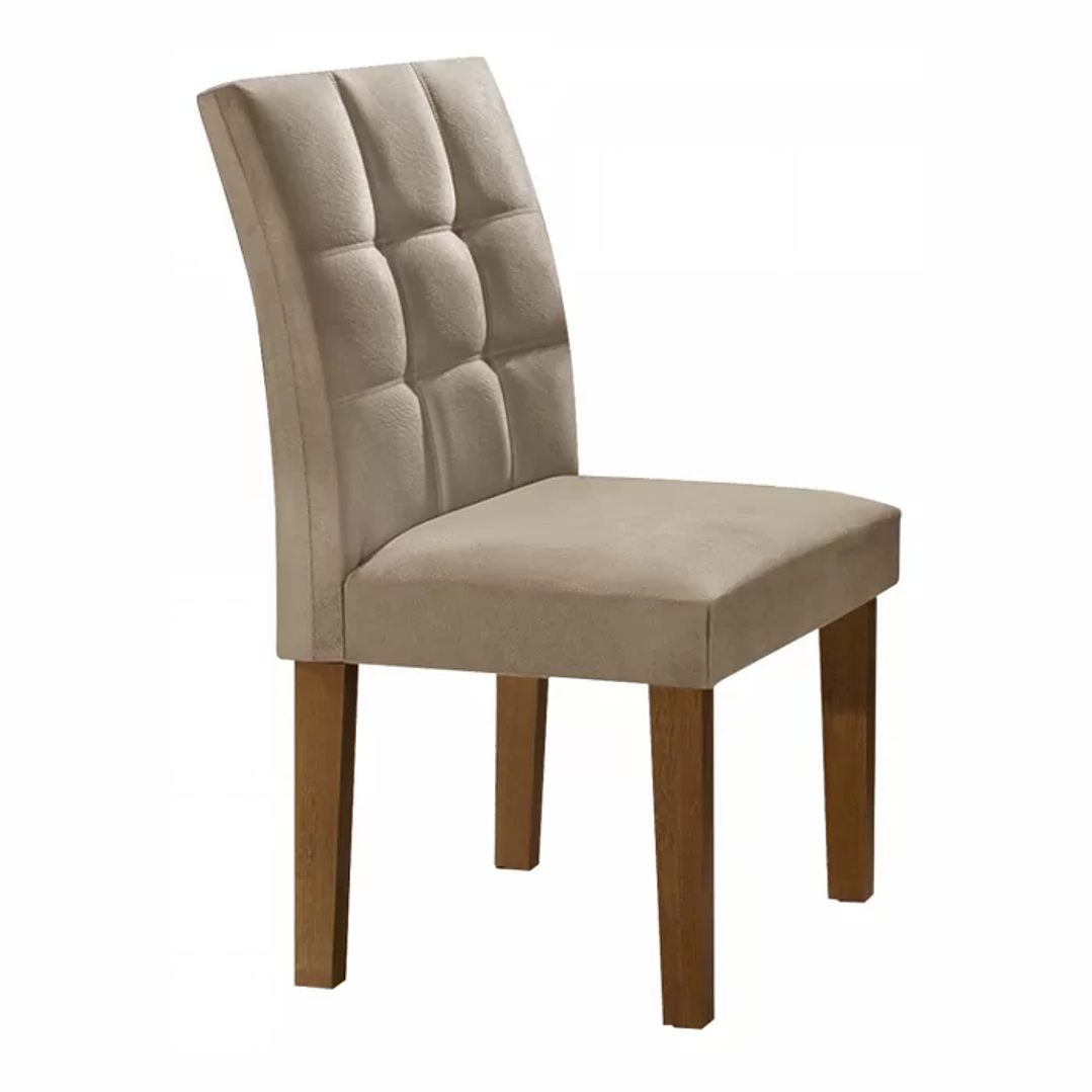 Conjunto Sala de Jantar Mesa Classic Tampo de Vidro 6 Cadeiras Vitória Chocolate/Animale Marrom 6