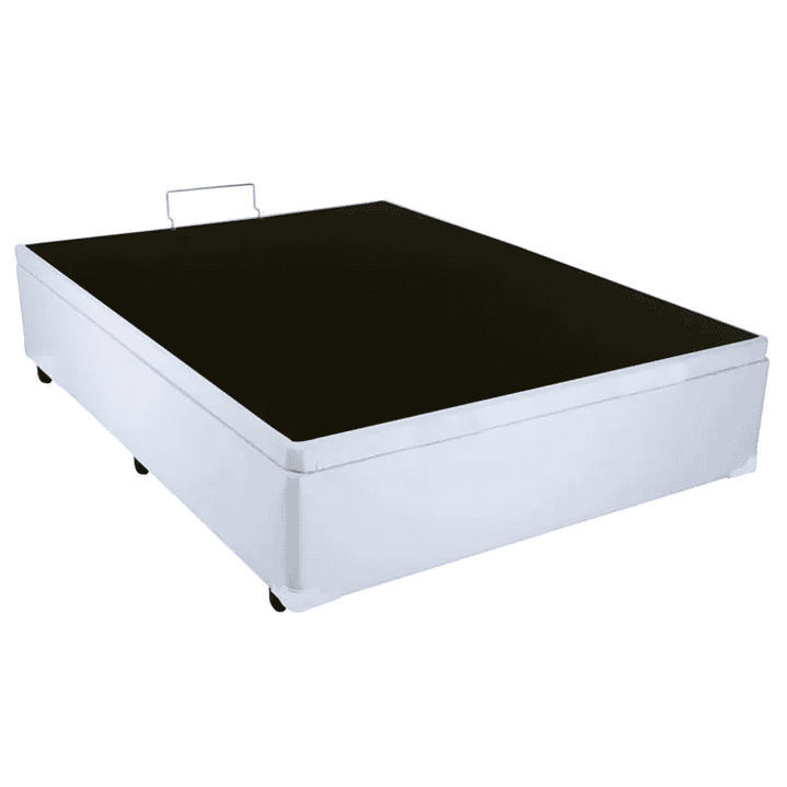 Cama Box Casal com Baú Branca + Colchão Molas Bonnel 3