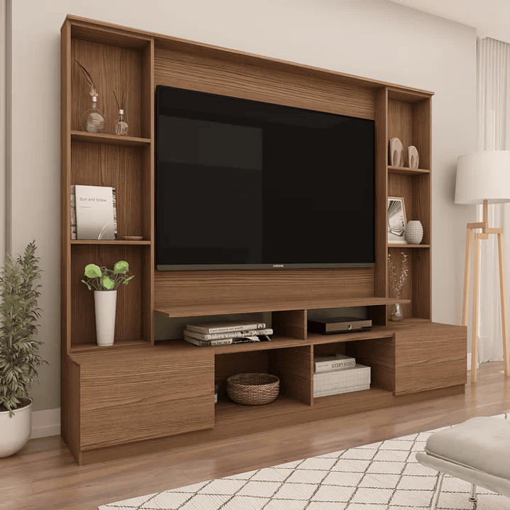 Rack com Painel para TV até 55 Polegadas 2,1m 2 Portas Delfos Yescasa Ébano 2