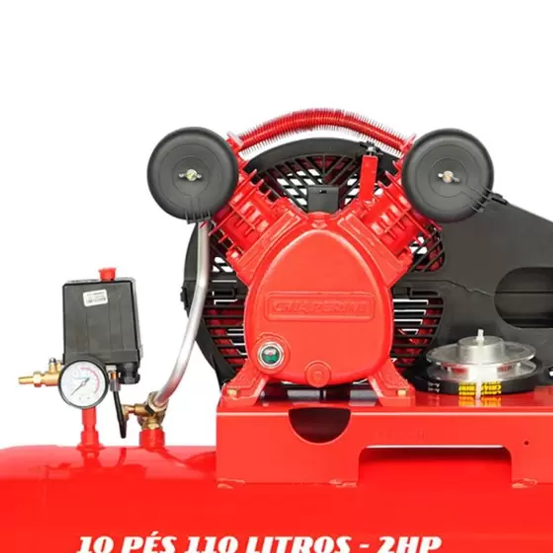 Compressor de Ar 10 Pés 2 HP 110 Litros 2 Pistões RED sem Motor 19196  2