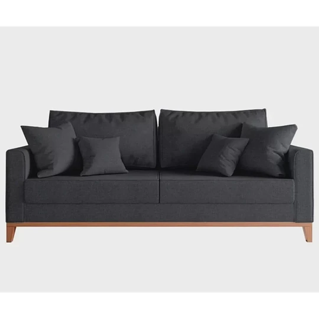 Sofá Beny 3 Lugares com Base de Madeira Linho 4