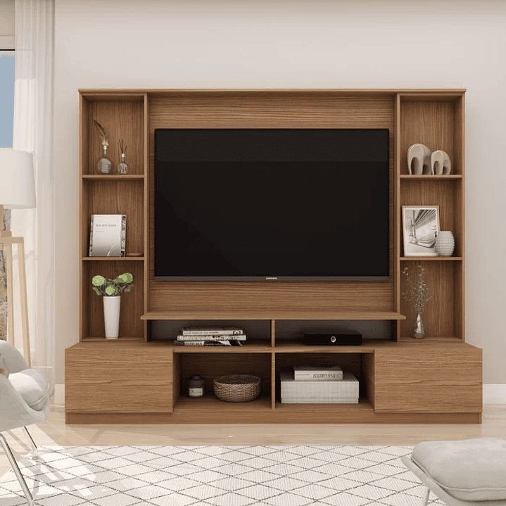 Rack com Painel para TV até 55 Polegadas 2,1m 2 Portas Delfos Yescasa Ébano 3