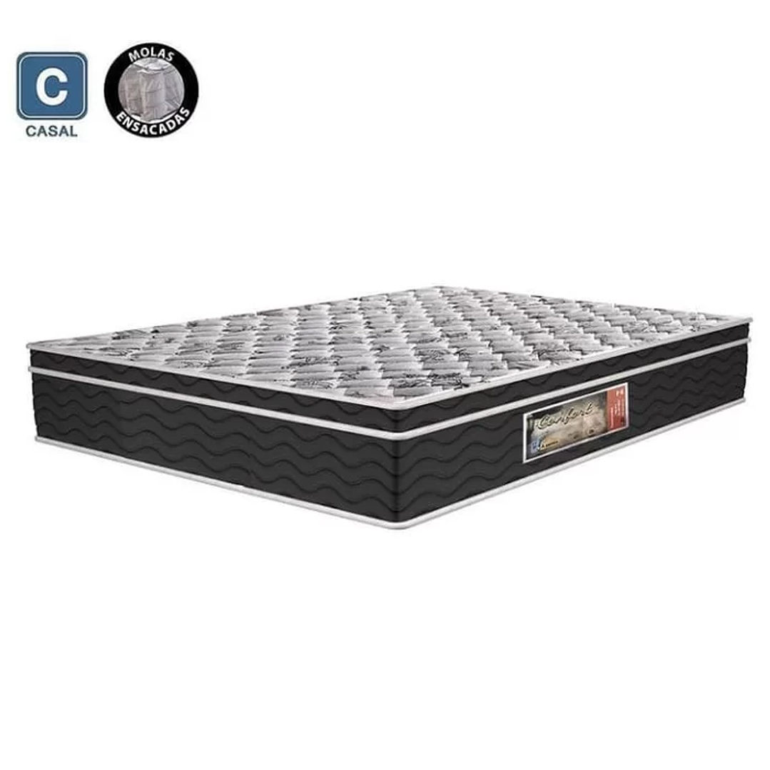 Cama Box Casal com Baú Branca + Colchão Molas Bonnel 4