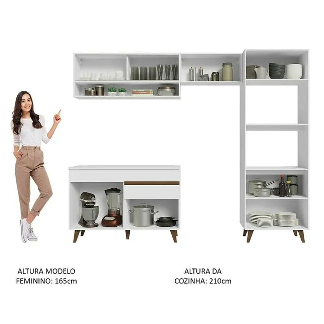 Armário de Cozinha Completa 260cm Branco  5