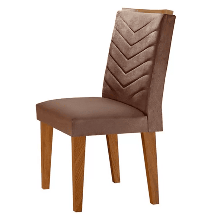 Mesa Aster 180 Tampo em MDF e Vidro com 6 Cadeiras Liz Moderna Creme/Off White/Imbuia 6