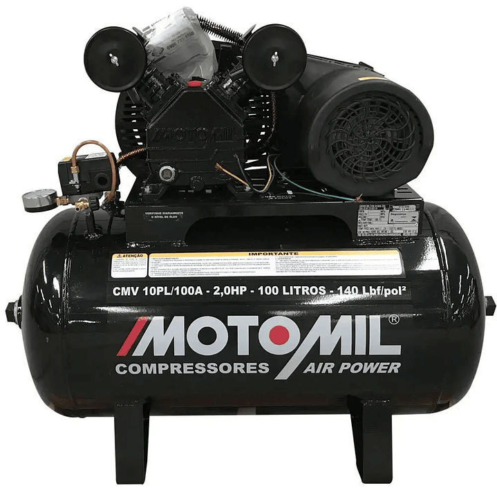Compressor de Ar 10 Pés 2,0 HP 100 Litros 2 Pistões CMV-10PL100A  6