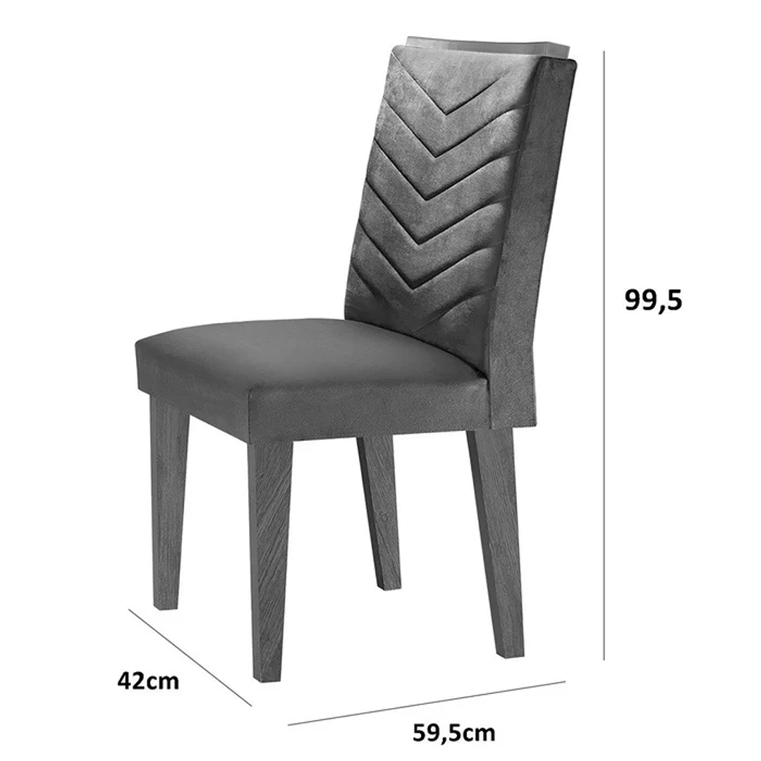 Mesa Aster 180 Tampo em MDF e Vidro com 6 Cadeiras Liz Moderna Creme/Off White/Imbuia 8