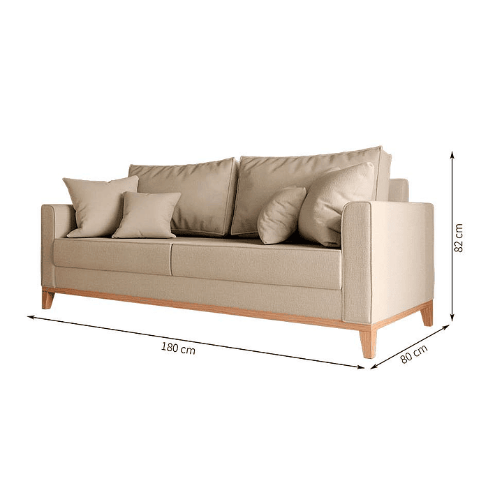 Sofá Beny 3 Lugares com Base de Madeira Linho 6