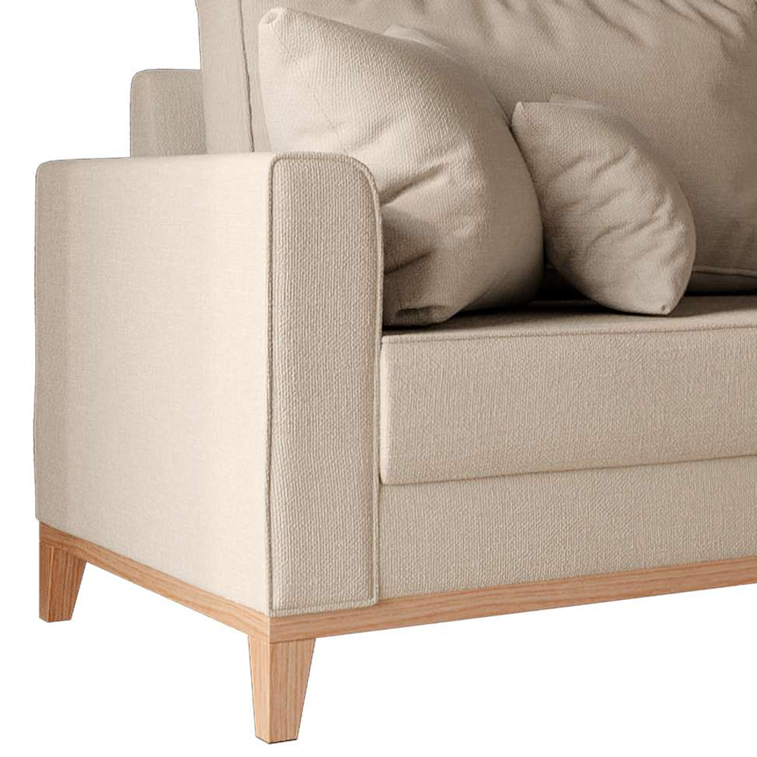 Sofá Beny 3 Lugares com Base de Madeira Linho 8