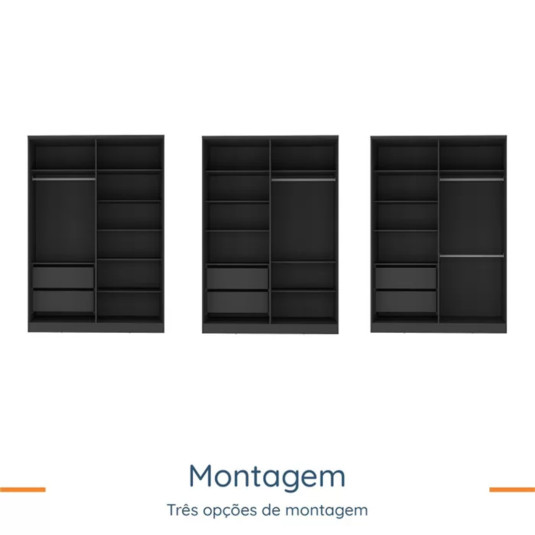 Guarda Roupa Solteiro 4 Portas 2 Gavetas  12