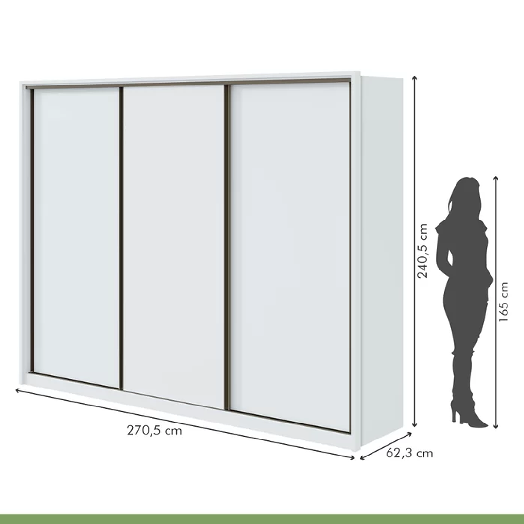 Guarda Roupa Casal 3 Portas de Correr 6 Gavetas 270,5cm Spazio  Branco 7
