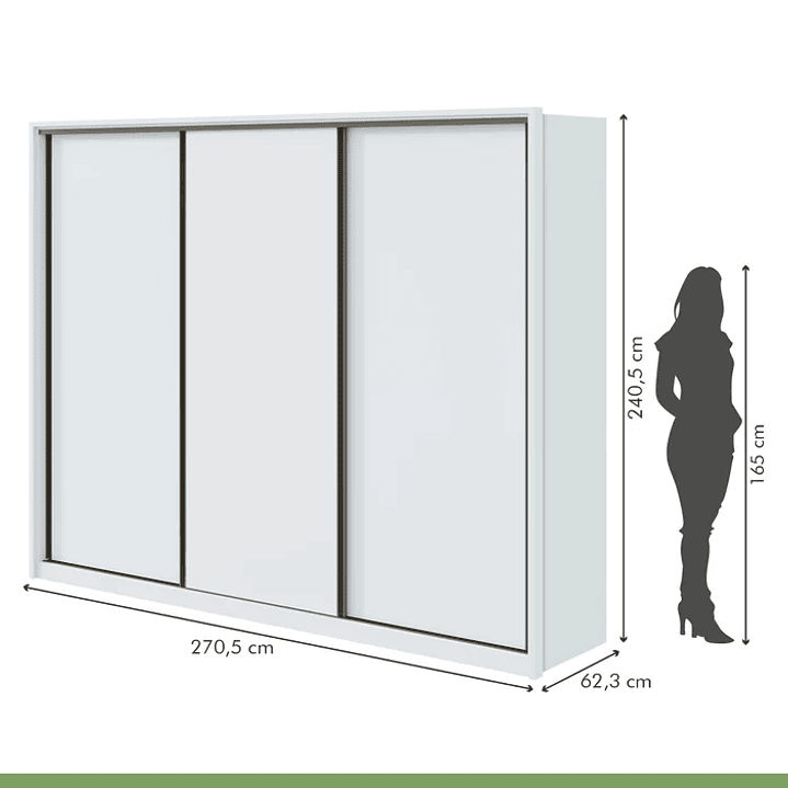 Guarda Roupa Casal 3 Portas de Correr 6 Gavetas 270,5cm Spazio  Branco 7