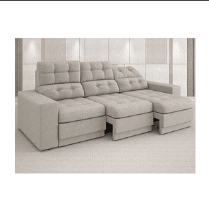 1/8 Sofá 3 Lugares Net Jobim Assento Retrátil e Reclinável Areia 2,05M