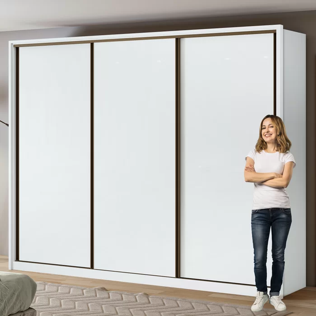 Guarda Roupa Casal 3 Portas de Correr 6 Gavetas 270,5cm Spazio  Branco 9