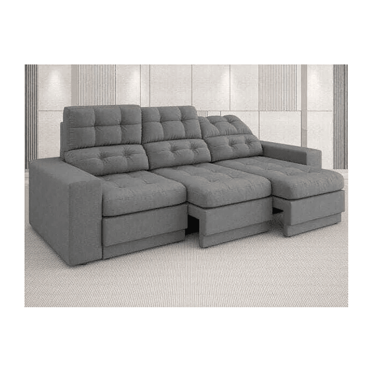 1/8 Sofá 3 Lugares Net Jobim Assento Retrátil e Reclinável Areia 2,05M 2