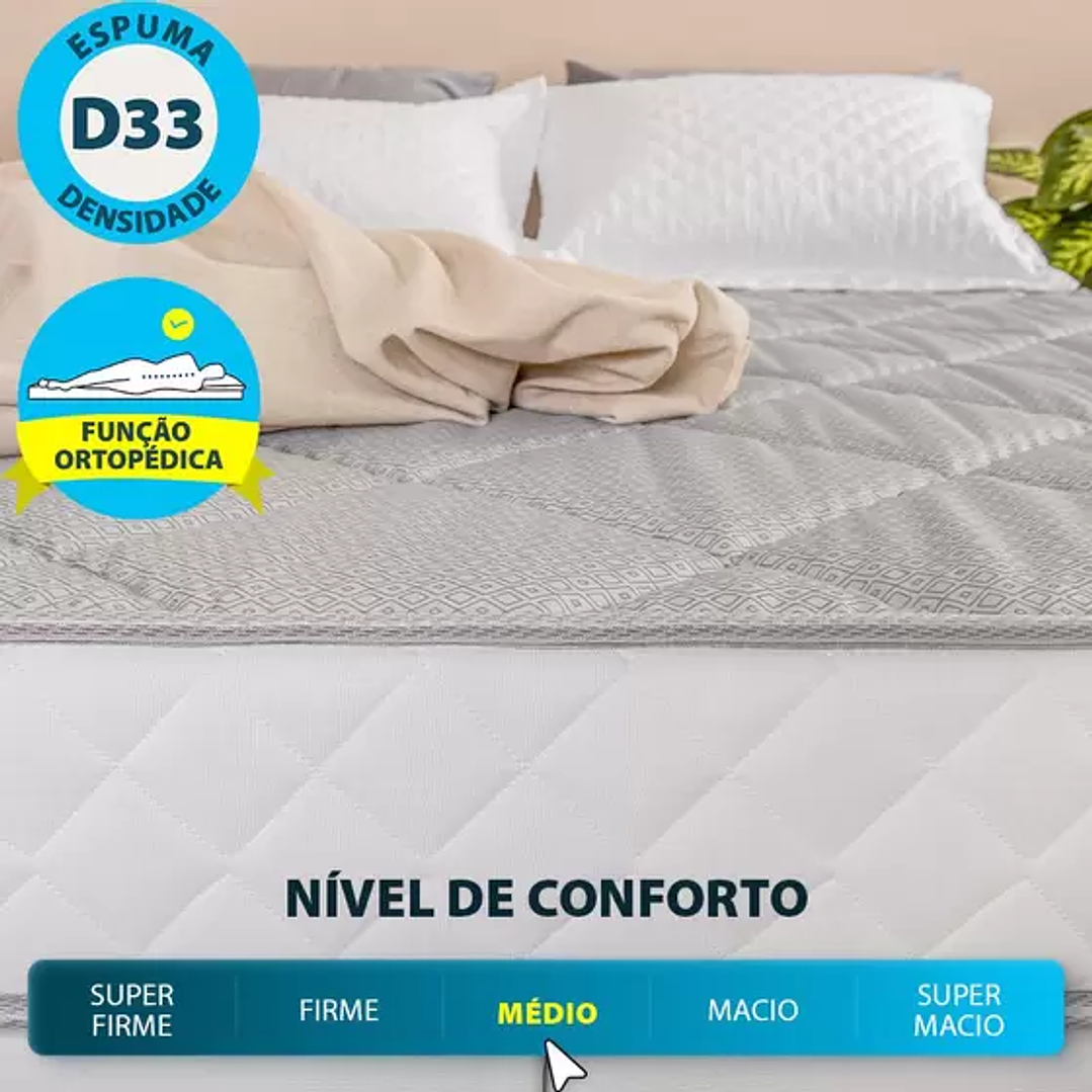 Colchão Casal Espuma D33 A Vácuo Ortopédica Certificada BF Colchões 138x188x17cm 3