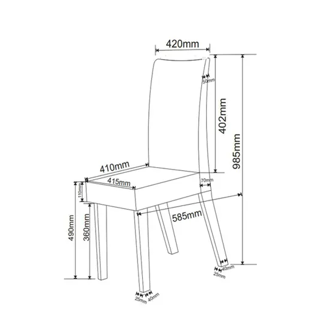Conjunto Sala de Jantar Mesa Criare com 4 Cadeiras Vênus Mel/Cinza Brilho/Grafite  5