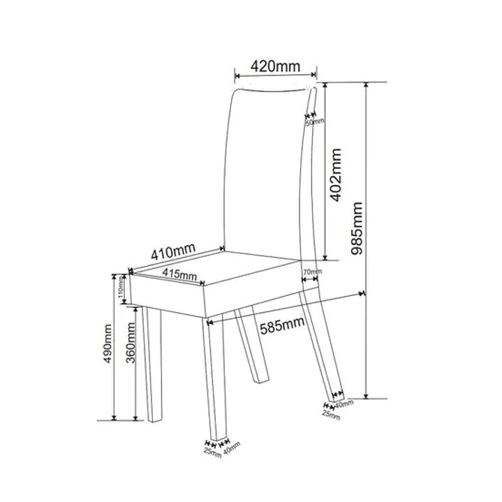 Conjunto Sala de Jantar Mesa Criare com 4 Cadeiras Vênus Mel/Cinza Brilho/Grafite  5