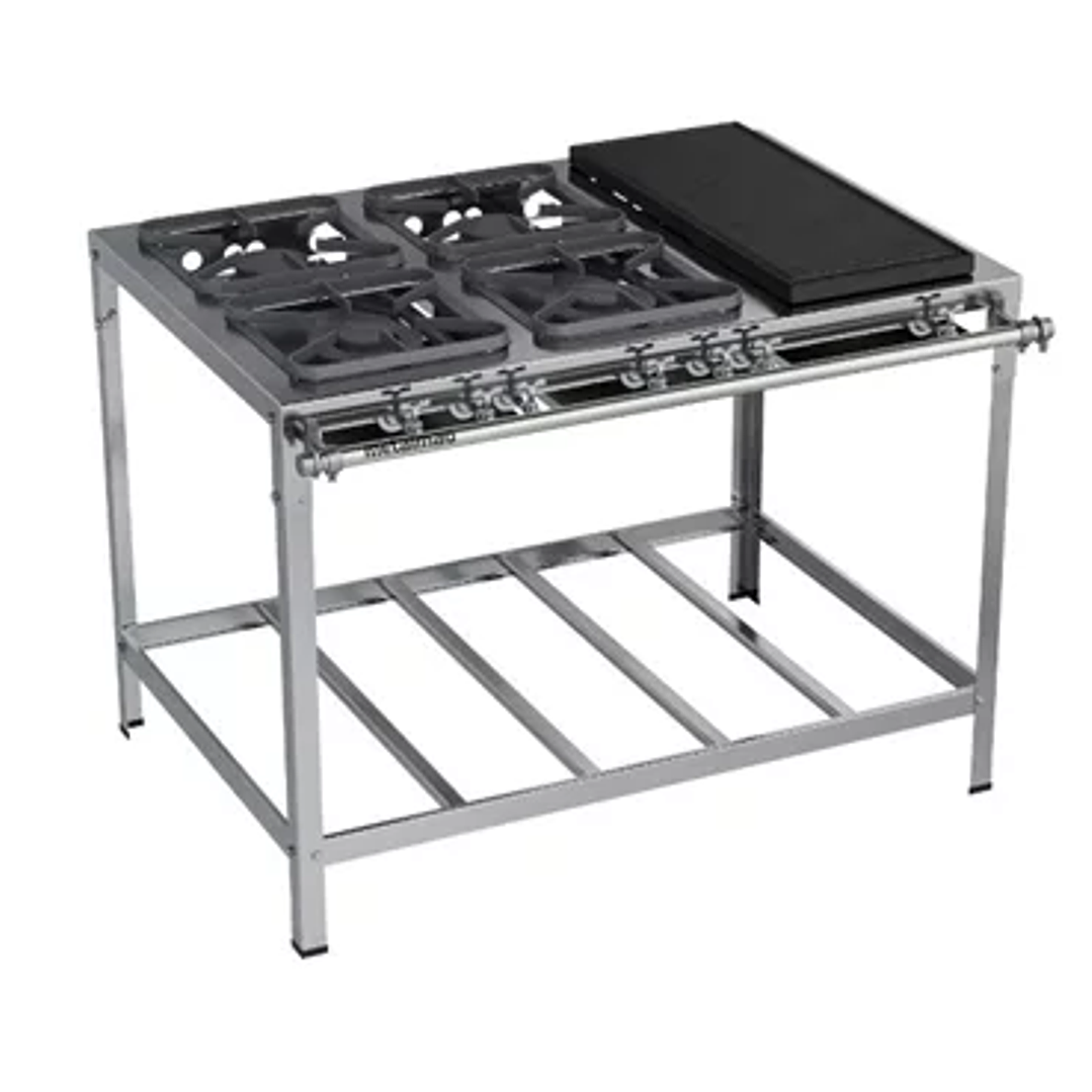 Fogão Industrial 4 Bocas 30x30 Inox Chapa Top Metalmaq 1