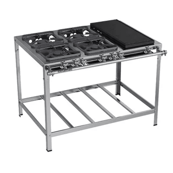 Fogão Industrial 4 Bocas 30x30 Inox Chapa Top Metalmaq 1