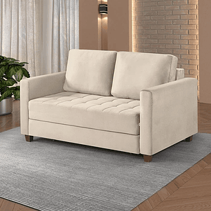 Sofá Cama Marcelle 2 Lugares 150 Casal Veludo Paris Pés de Madeira