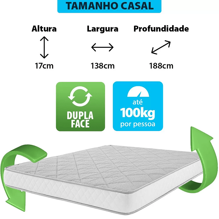 Colchão Casal Espuma D33 A Vácuo Ortopédica Certificada BF Colchões 138x188x17cm 6