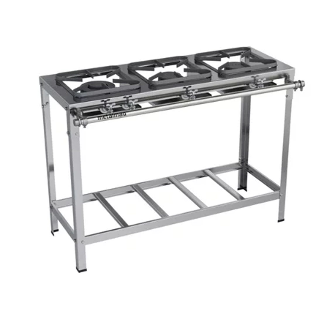 Fogão Industrial 3 Bocas 30x30 Inox Top Metalmaq 1