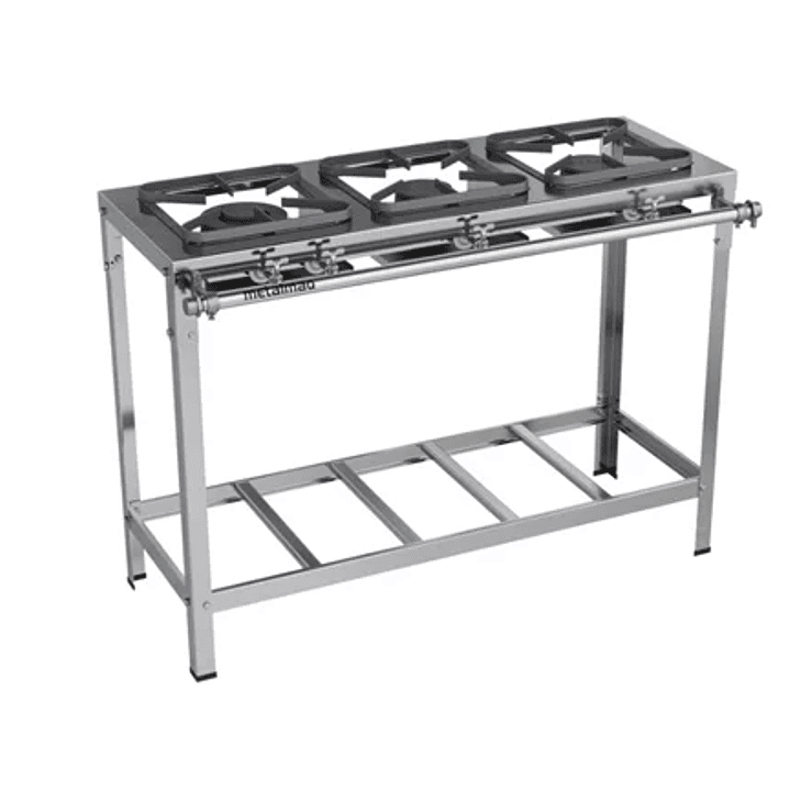 Fogão Industrial 3 Bocas 30x30 Inox Top Metalmaq 1