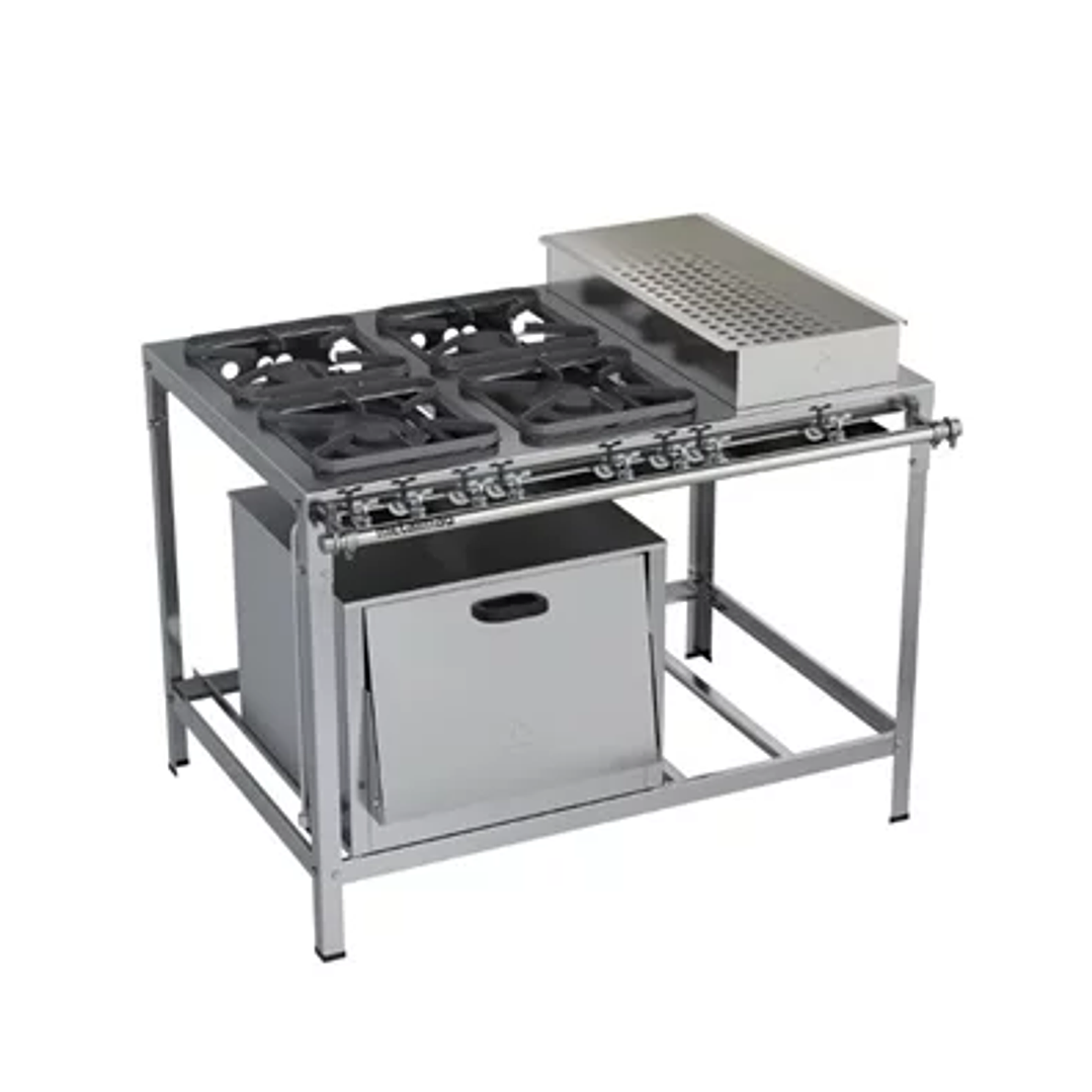 Fogão Industrial 4 Bocas 30x30 Inox B.Maria Forno Top Metalmaq 1