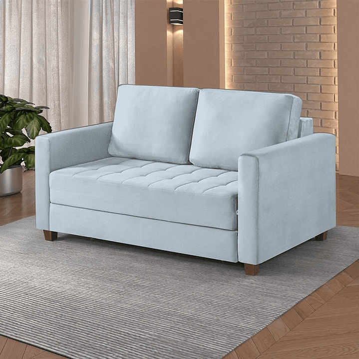 Sofá Cama Marcelle 2 Lugares 150 Casal Veludo Paris Pés de Madeira 4