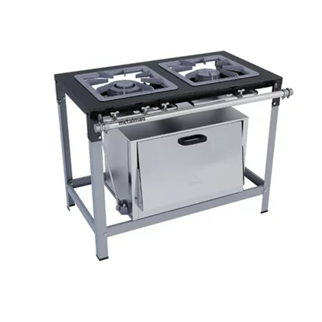 Fogão Industrial 2 bocas 40X40 com forno Metalmaq 1