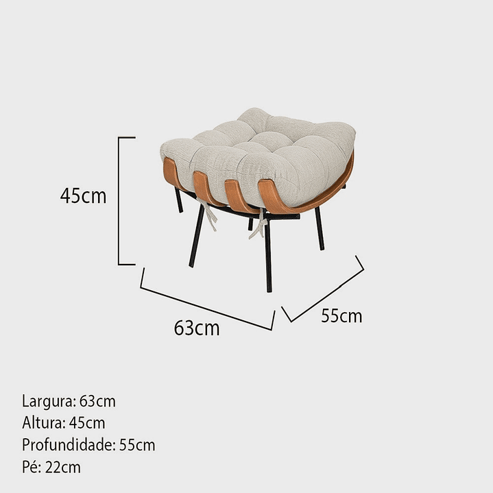 Kit Poltrona Costela com Puff para Sala Linho  5