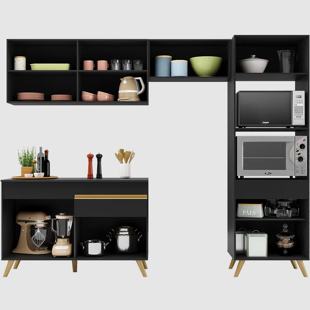 Cozinha Compacta 4 Peça com Armário e Balcão Mp3693 Veneza 4