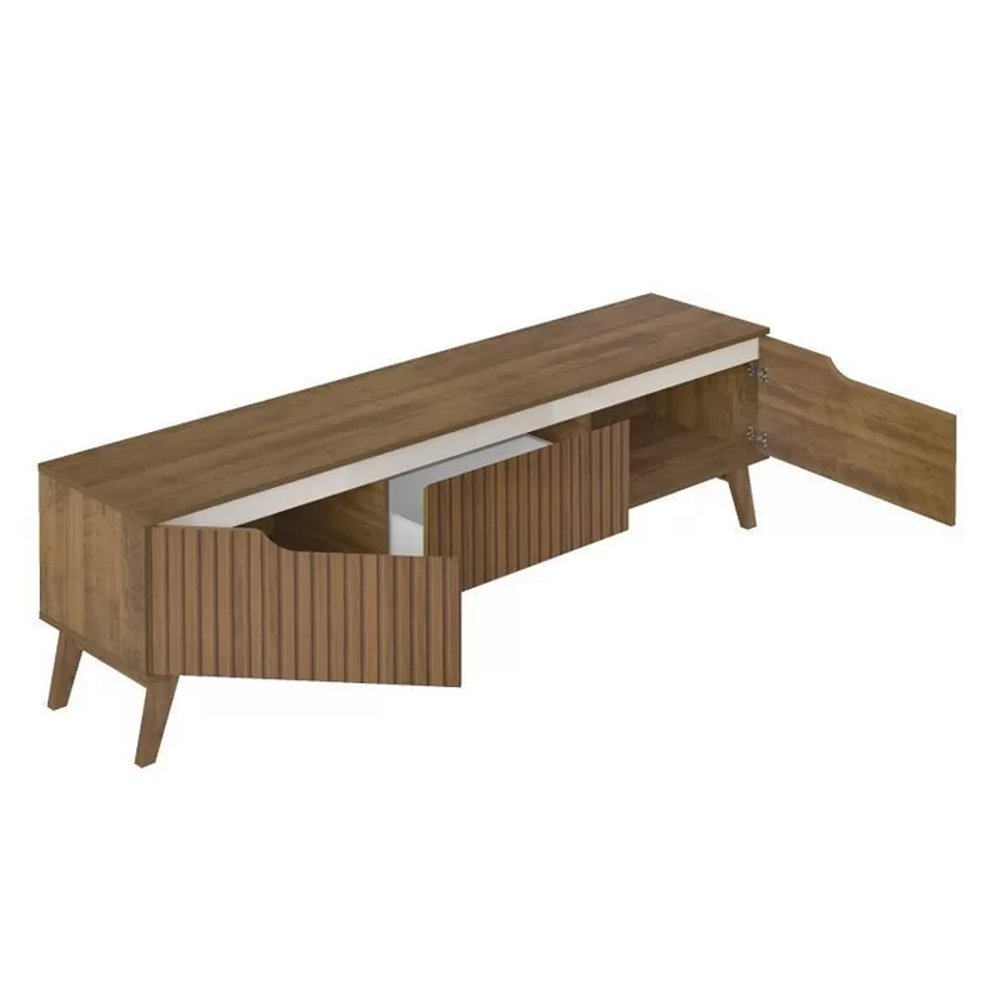 1/16 Rack com Painel para TV até 75 Polegadas com LED Impressão Ripada 3D Liverpool Pinho/Off White 15